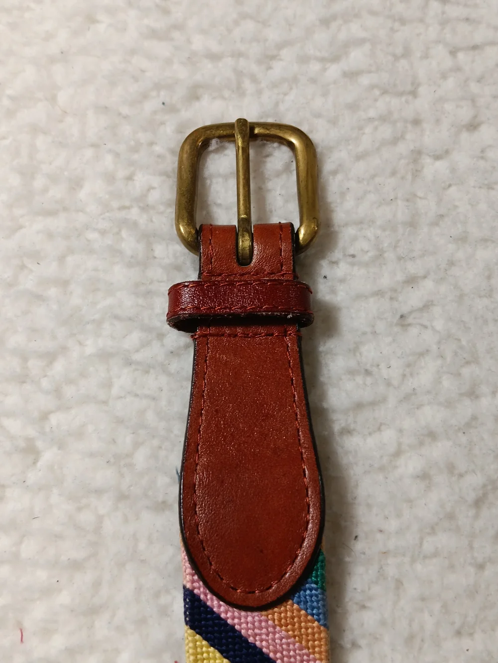Smathers & Branson Belt Mens 36 Parsons Stripe Needlepoint Canvas Leather